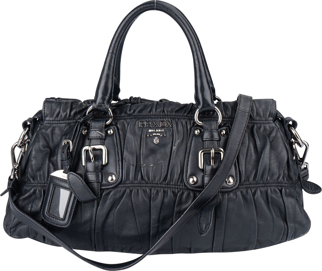 Prada Prada Quilted Leather City Handbag Zwart