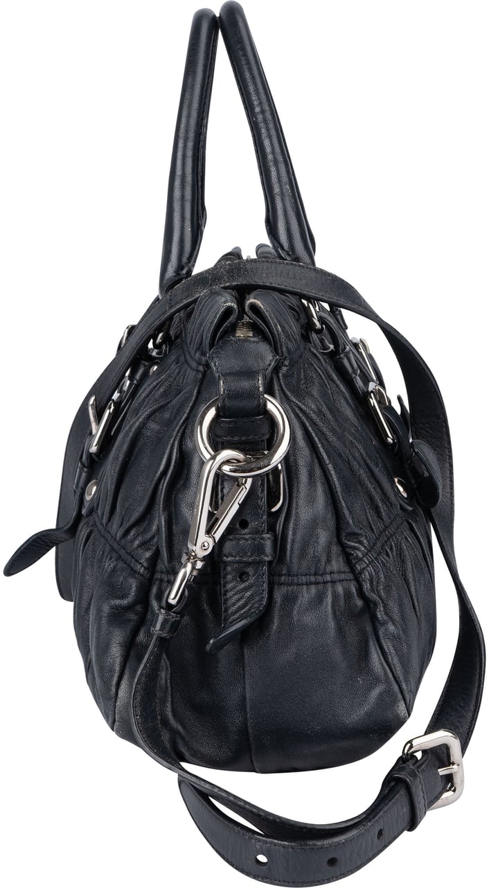 Prada Prada Quilted Leather City Handbag Zwart