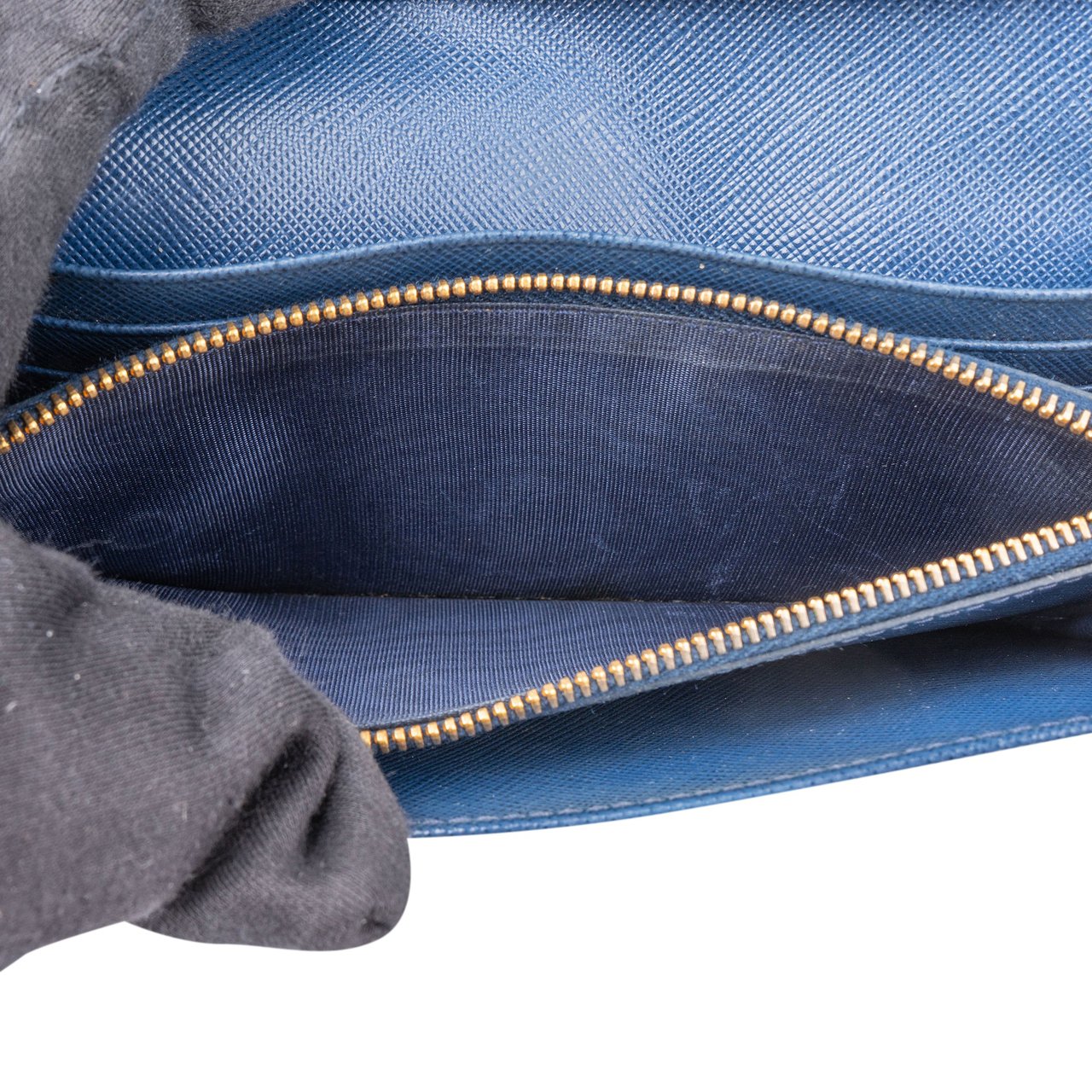 Prada Prada Bleu Saffiano Leather Wallet Blauw