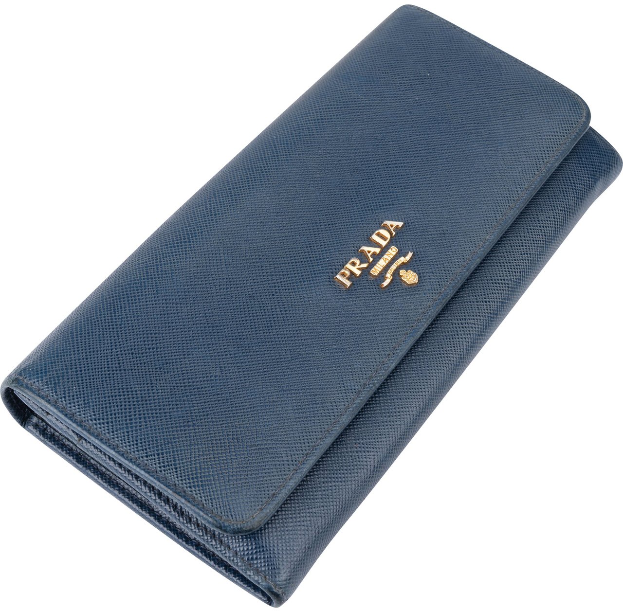 Prada Prada Bleu Saffiano Leather Wallet Blauw