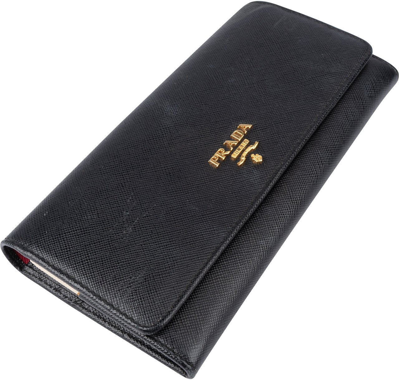 Prada Prada Black Saffiano Leather Wallet Zwart