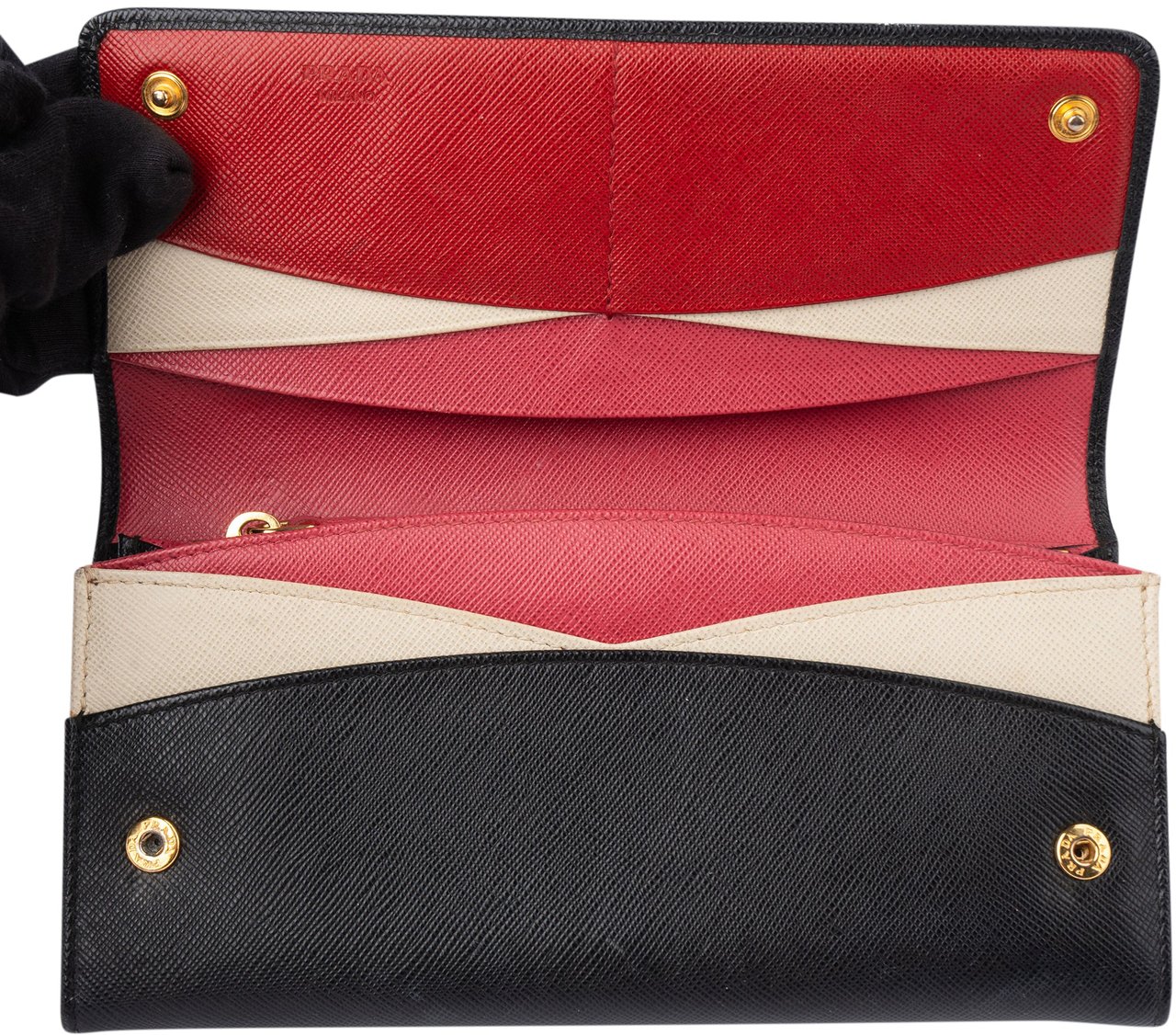 Prada Prada Black Saffiano Leather Wallet Zwart