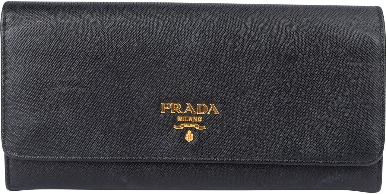 Prada Prada Black Saffiano Leather Wallet Zwart