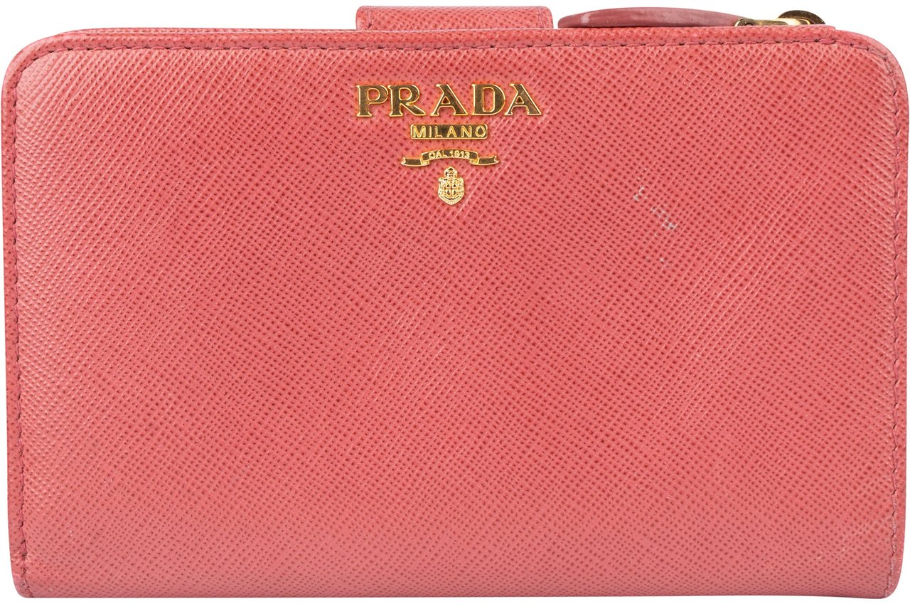 Prada Prada Pink Saffiano Leather Clip Wallet Roze