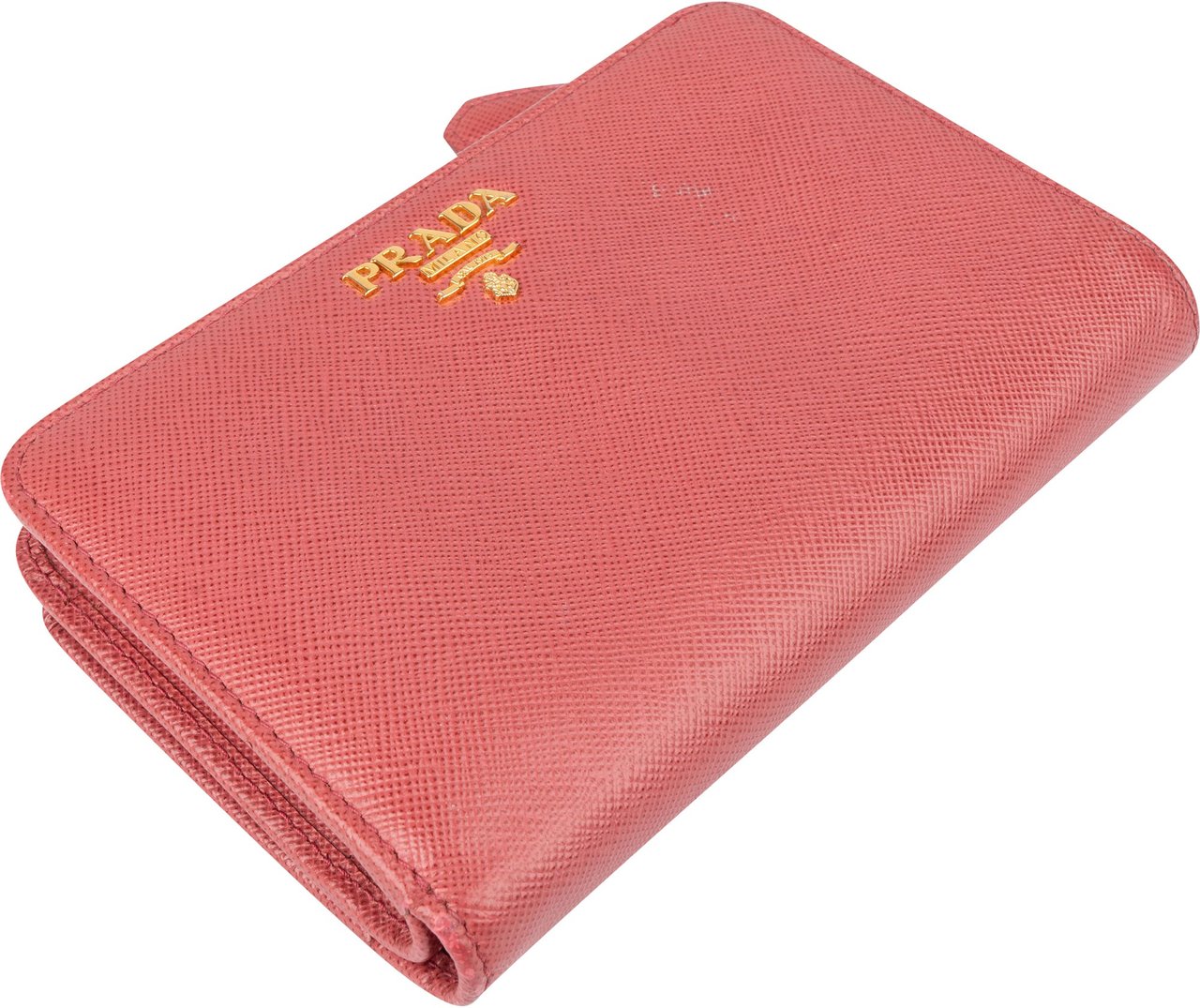 Prada Pink Saffiano Leather Clip Wallet Roze