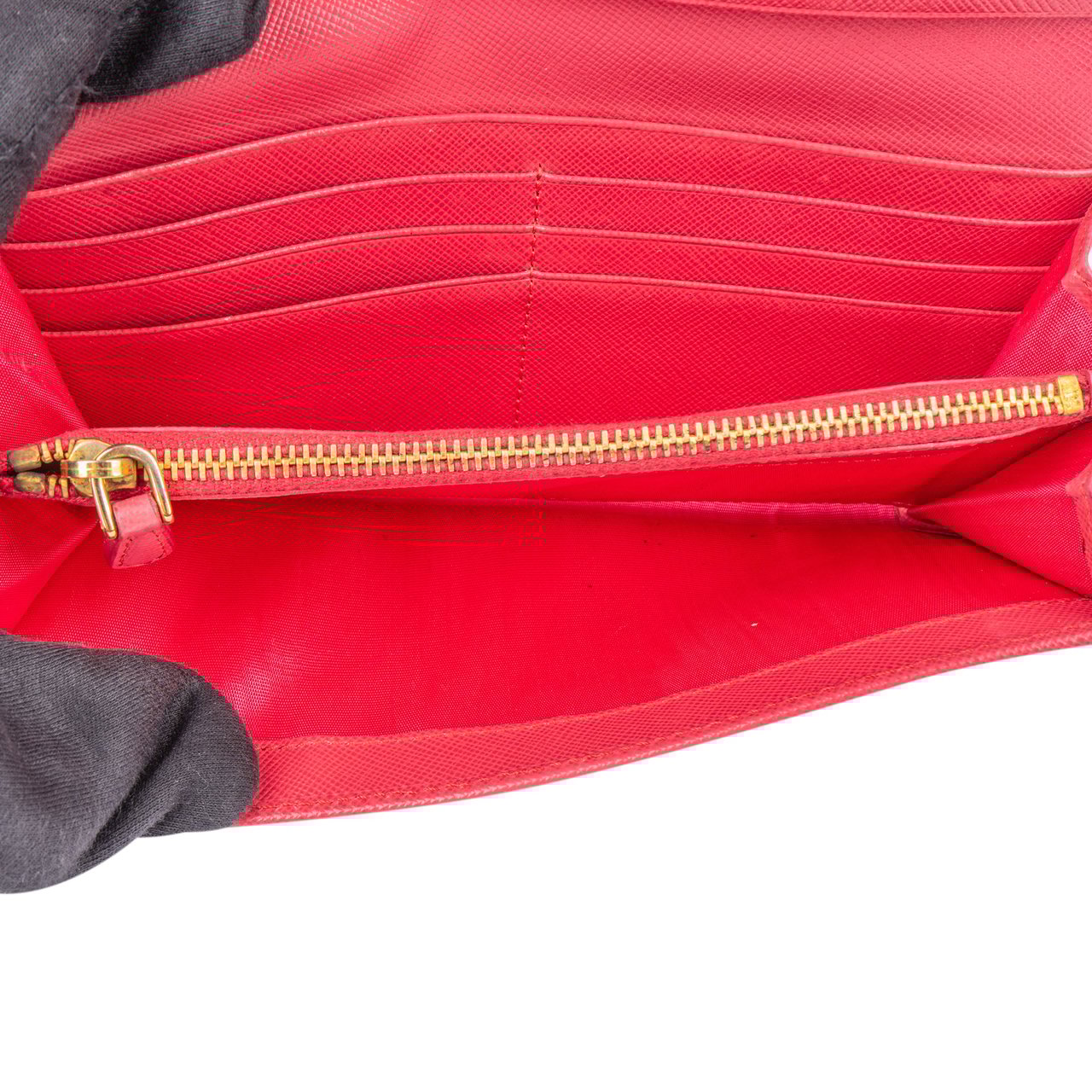 Prada Prada Pink Saffiano Leather Wallet Rood