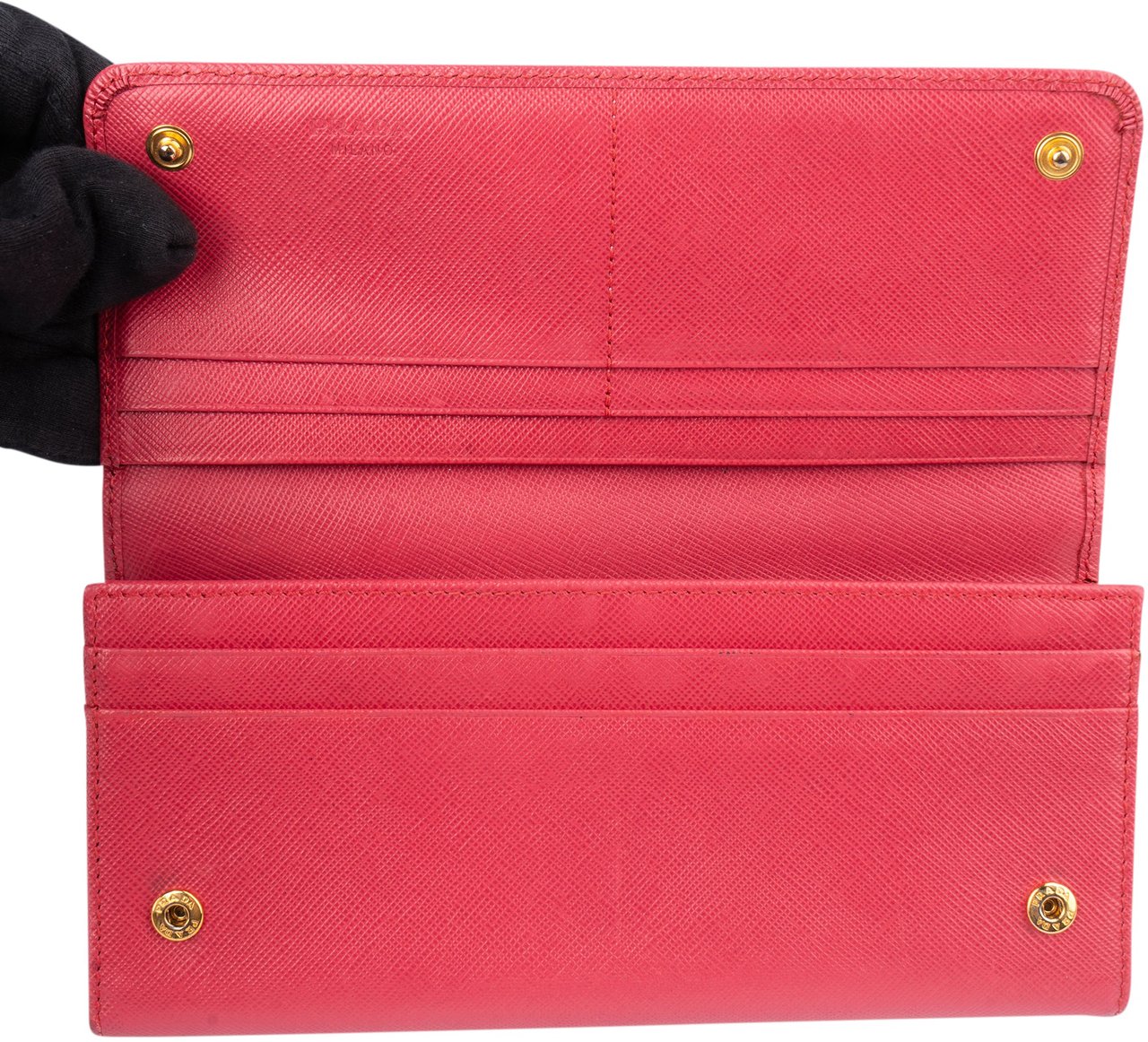 Prada Prada Pink Saffiano Leather Wallet Rood