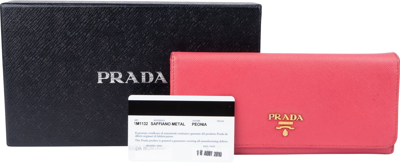 Prada Prada Pink Saffiano Leather Wallet Rood