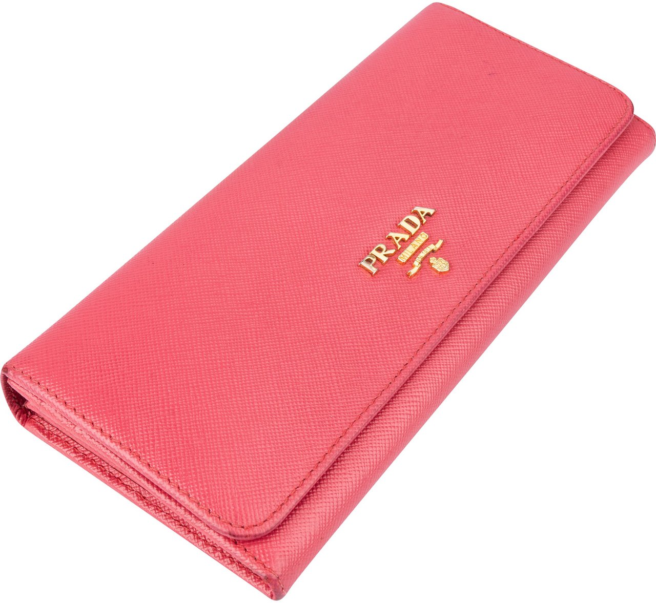 Prada Prada Pink Saffiano Leather Wallet Rood