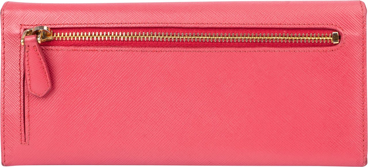Prada Prada Pink Saffiano Leather Wallet Rood