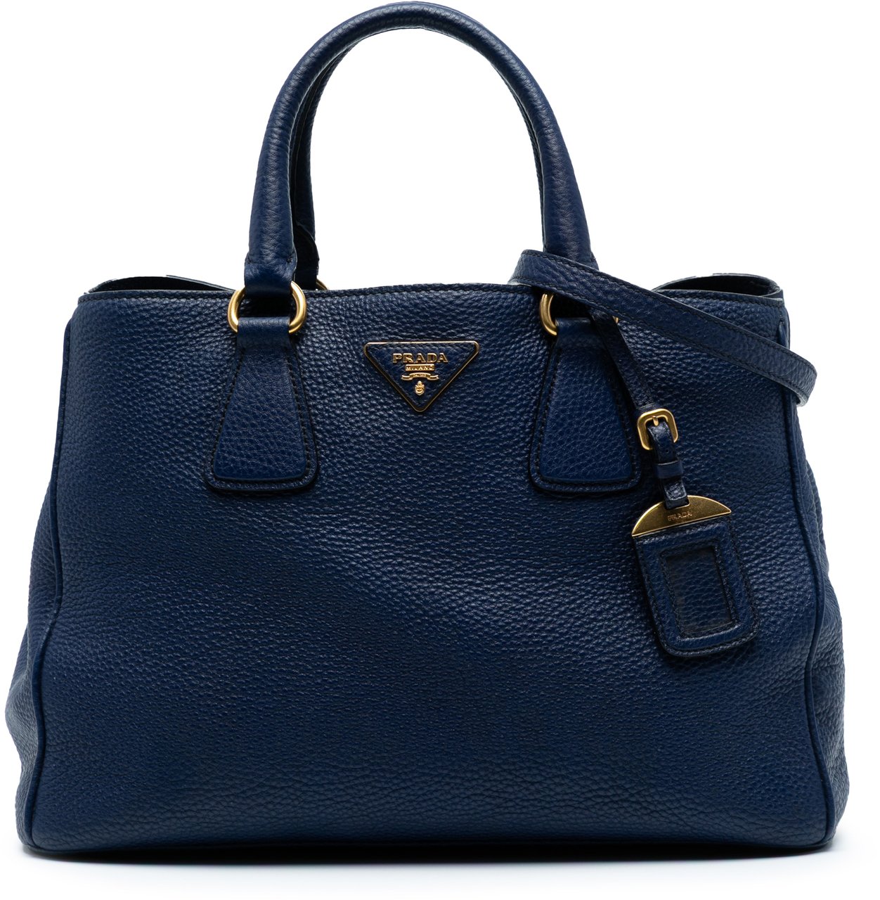 Prada Vitello Daino Open Convertible Tote Blauw