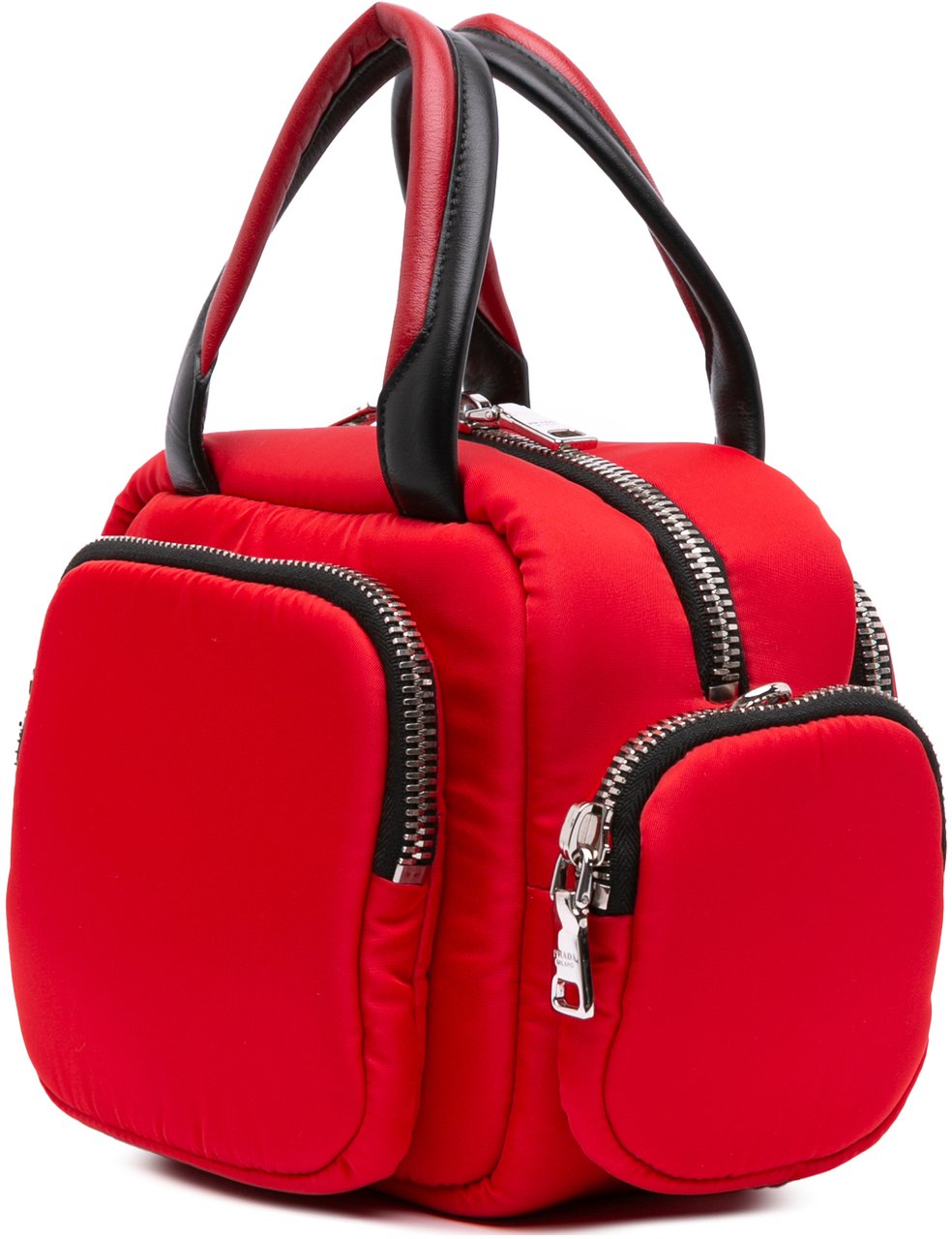 Prada Tessuto Pocket Top Handle Cargo Bag Rood