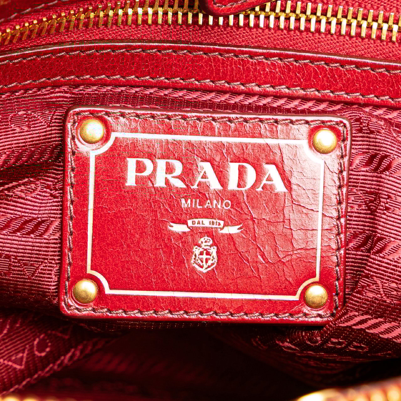 Prada Vitello Shine Satchel Rood