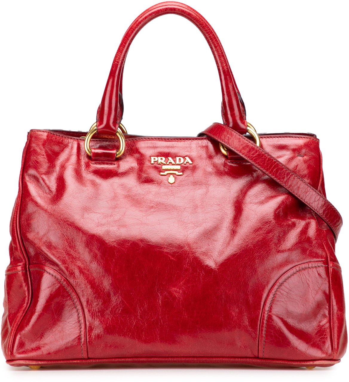 Prada Vitello Shine Satchel Rood