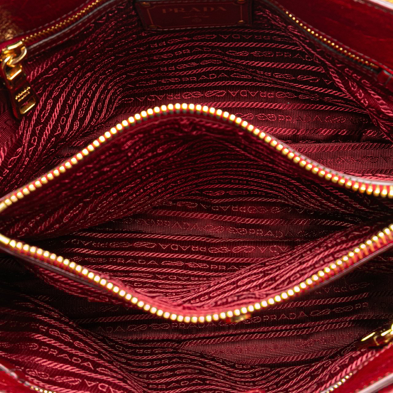 Prada Vitello Shine Satchel Rood