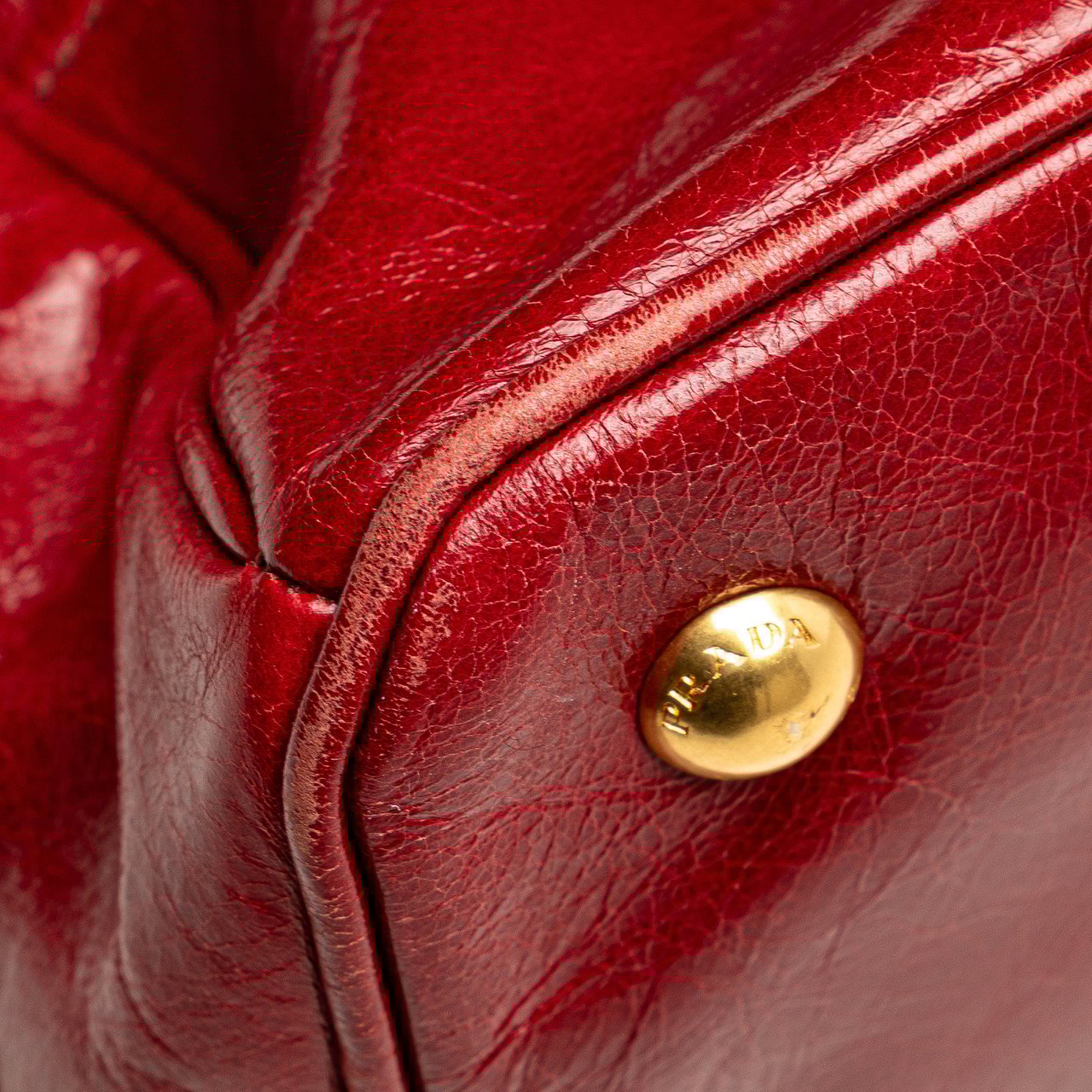 Prada Vitello Shine Satchel Rood