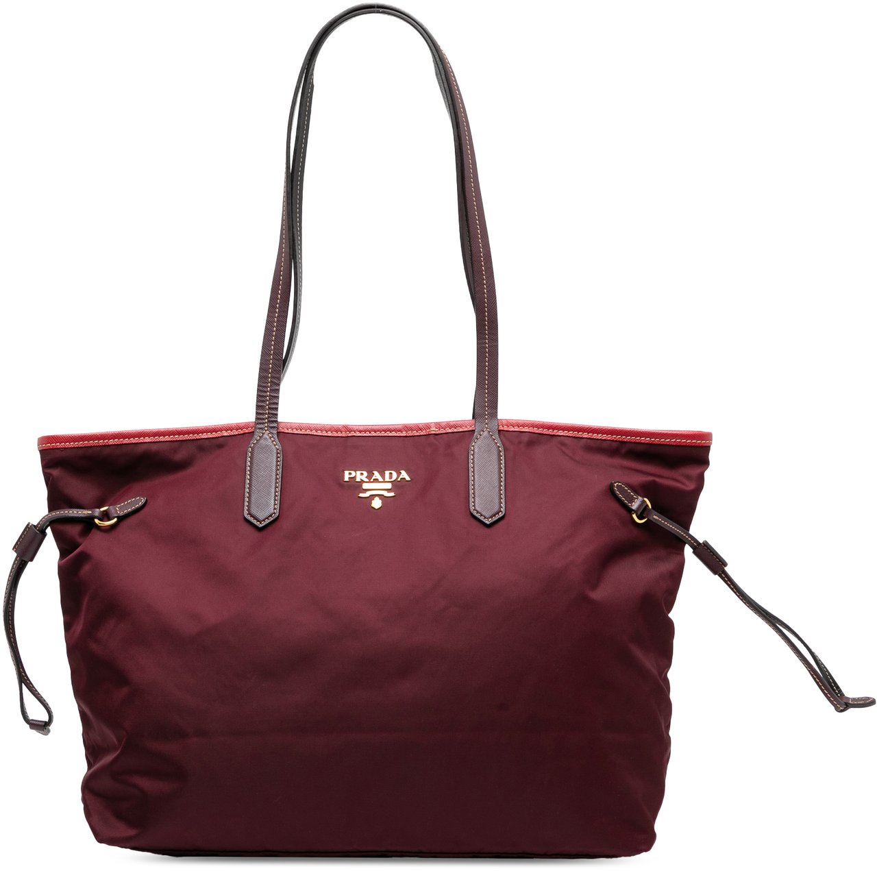 Prada Saffiano Trimmed Tessuto Tote Rood