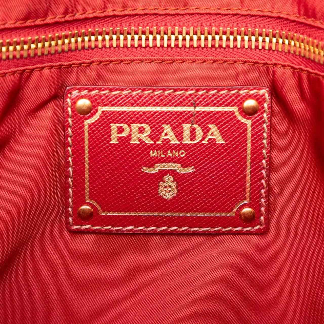 Prada Saffiano Trimmed Tessuto Tote Rood
