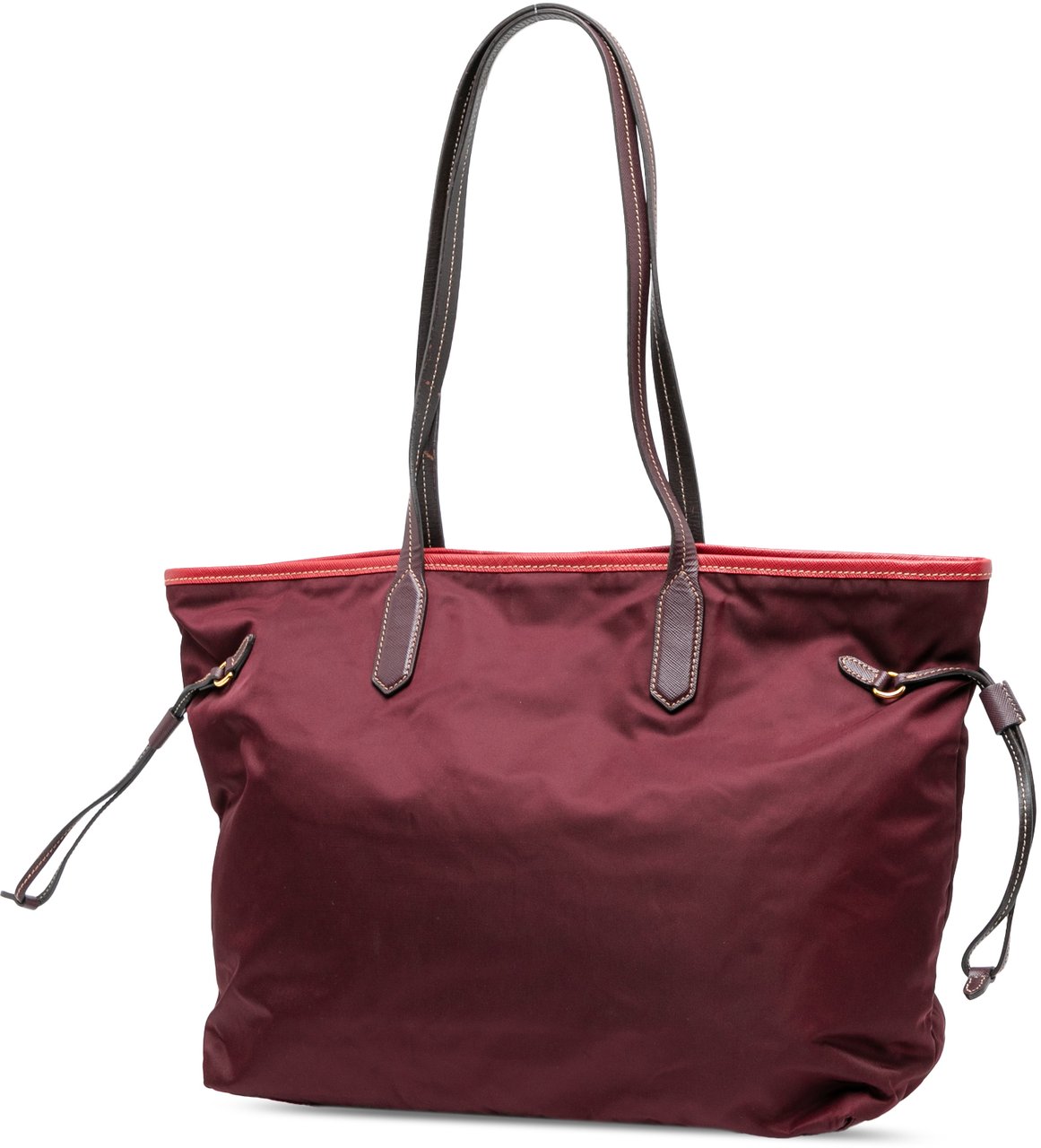 Prada Saffiano Trimmed Tessuto Tote Rood