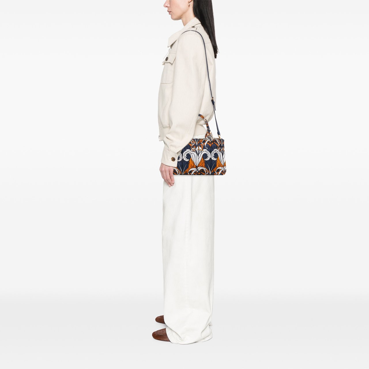 Prada Small Floral Printed Canvas Canapa Satchel Blauw