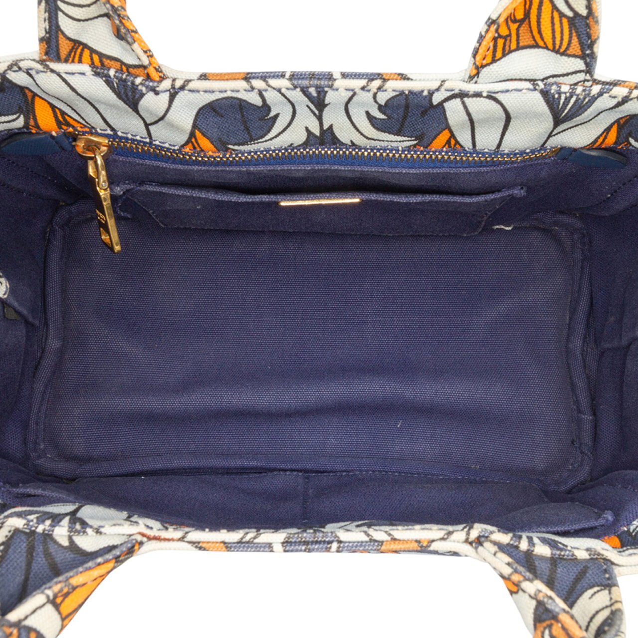 Prada Small Floral Printed Canvas Canapa Satchel Blauw