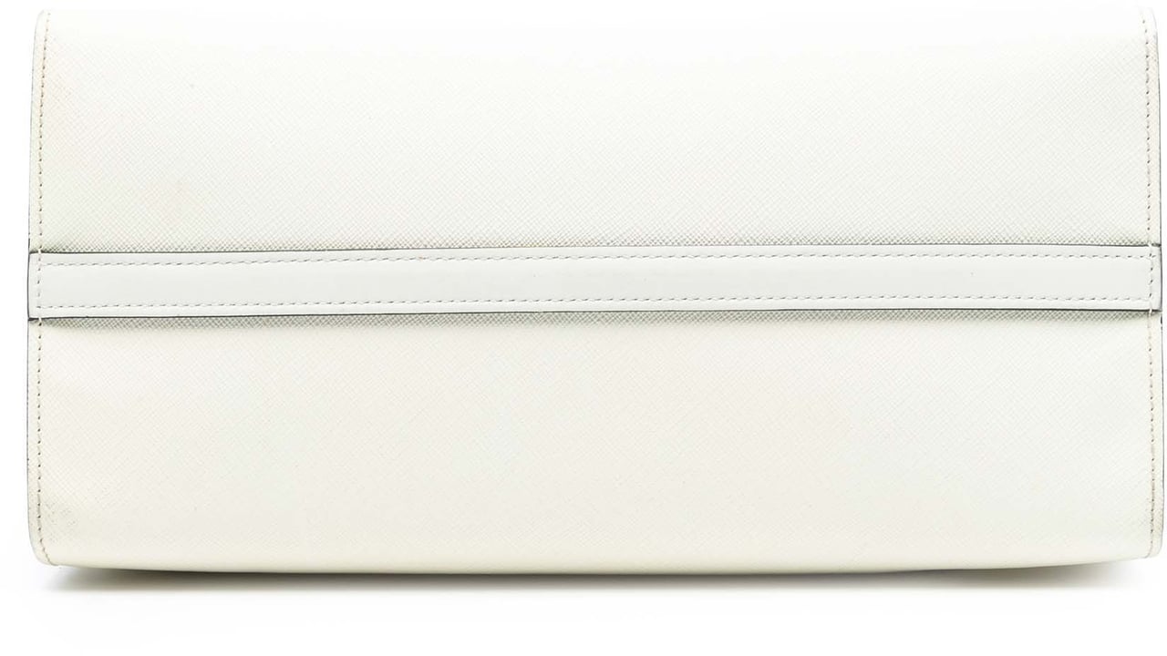 Prada City Calf Trimmed Saffiano Greche Paradigme Bag Wit