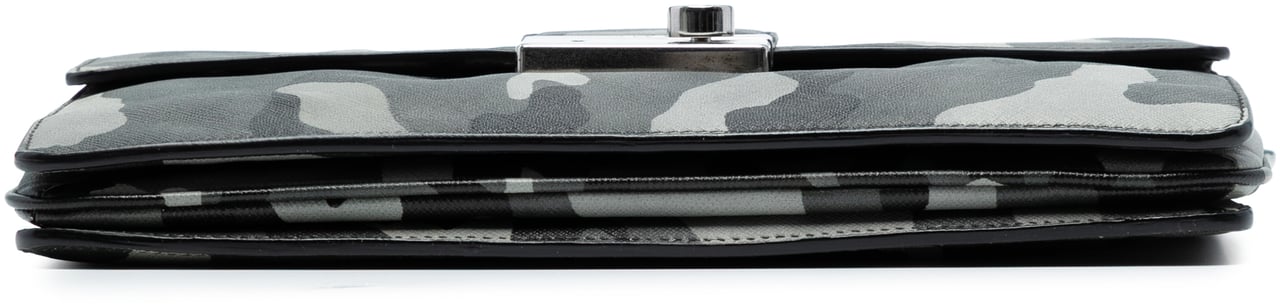 Prada Saffiano Camouflage Sound Lock Shoulder Bag Grijs