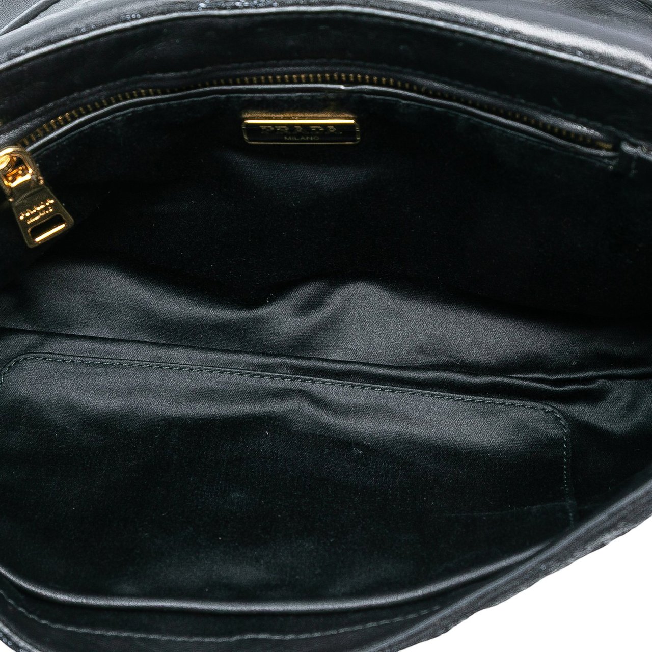 Prada Tessuto Lurex Flap Crossbody Zwart