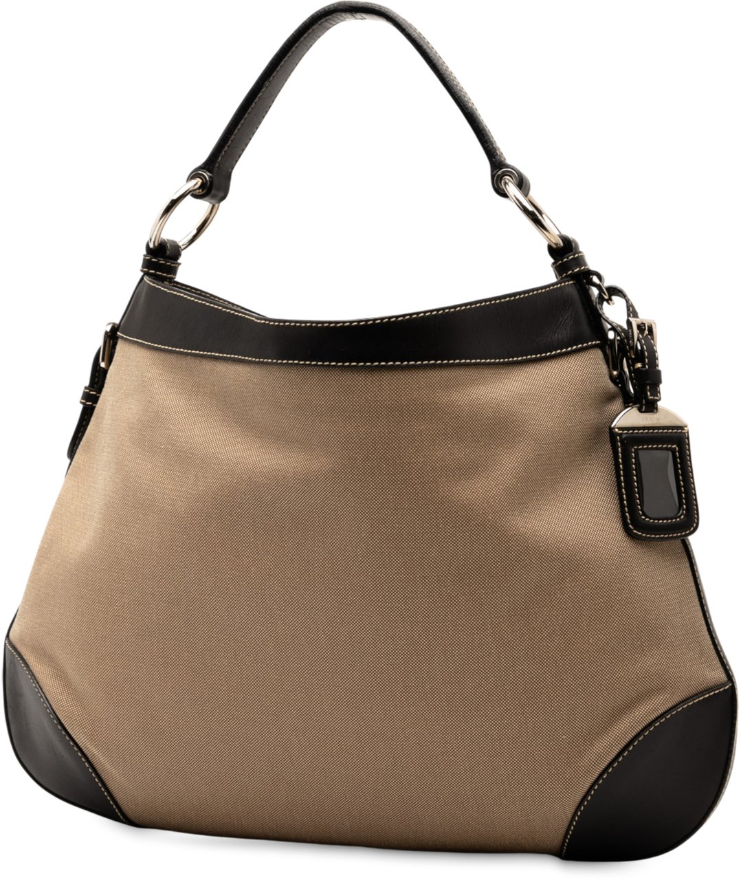 Prada Canvas Canapa Logo Hobo Bruin