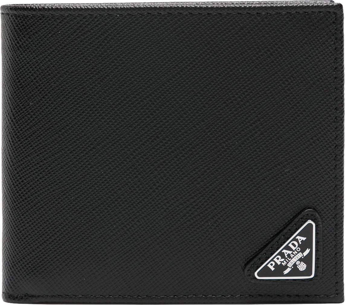Prada Black Saffiano Leather Bifold Wallet Zwart