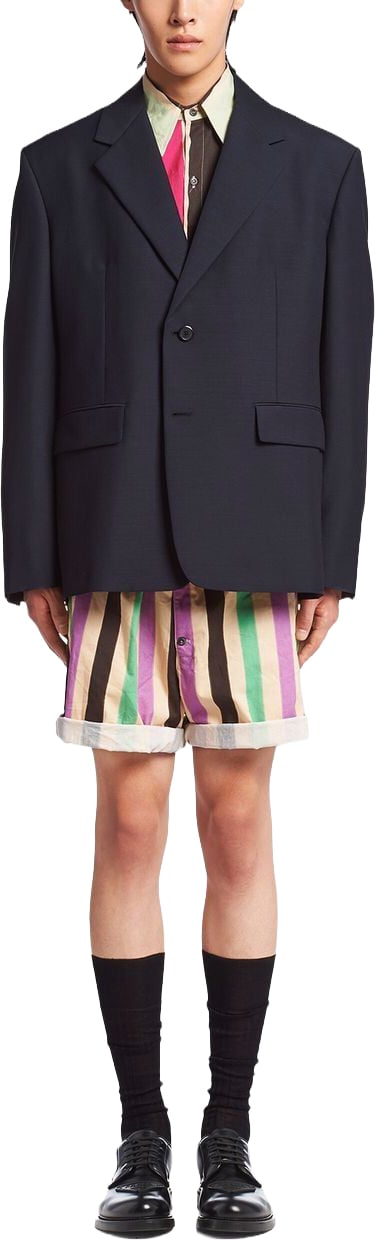 Prada Black Oversized Mohair/Wool Blazer Zwart