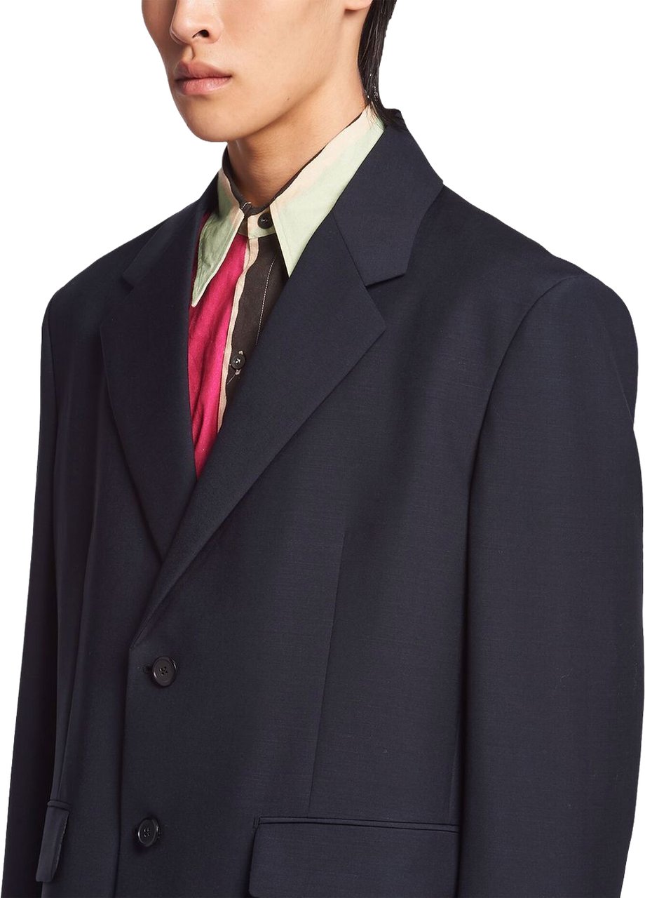 Prada Black Oversized Mohair/Wool Blazer Zwart