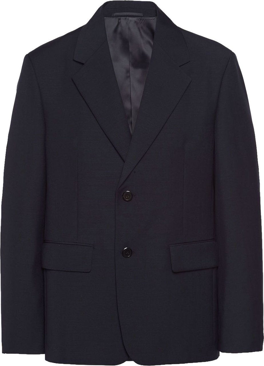 Prada Black Oversized Mohair/Wool Blazer Zwart