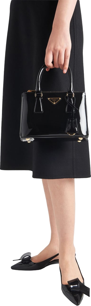 Prada Black Galleria Mini Patent Leather Bag Zwart