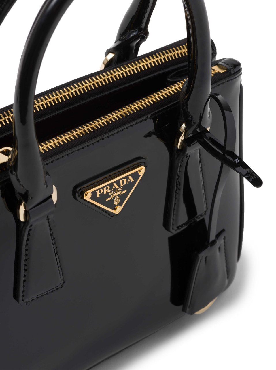 Prada Black Galleria Mini Patent Leather Bag Zwart