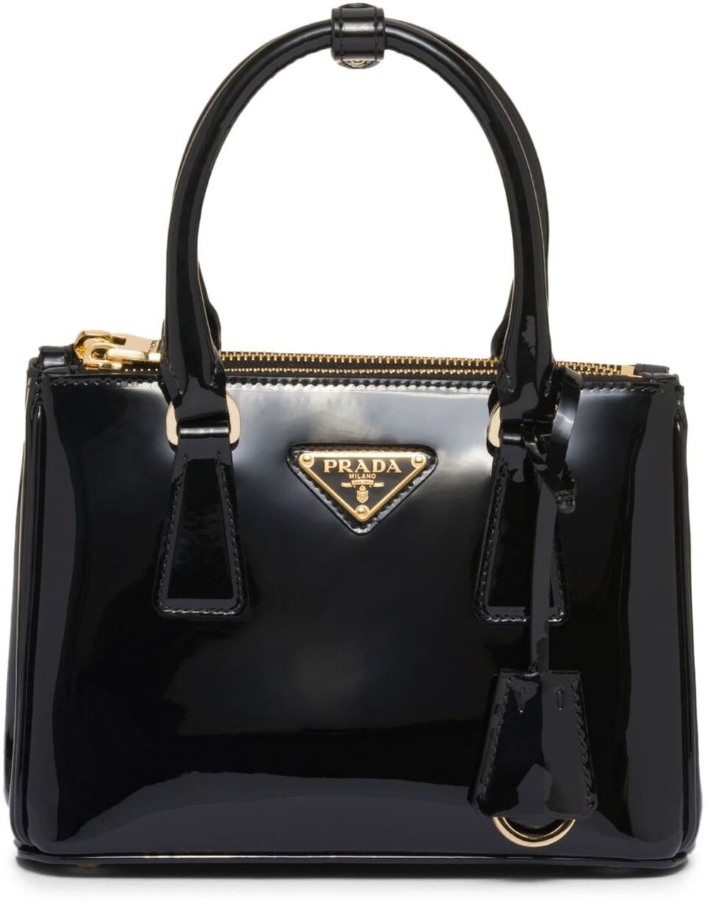 Prada Black Galleria Mini Patent Leather Bag Zwart