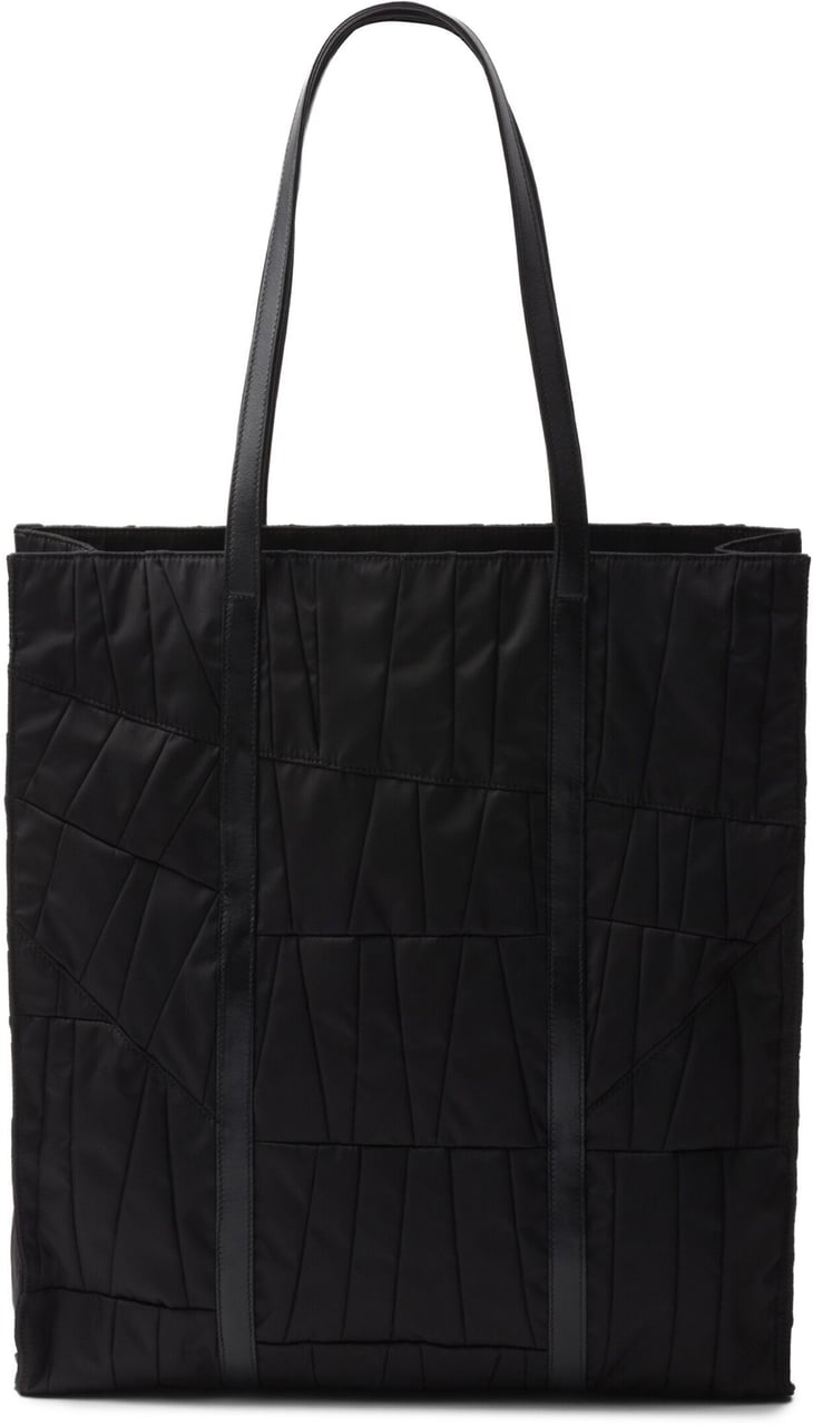 Prada Black Quilted Re-Nylon Patchwork Tote Zwart