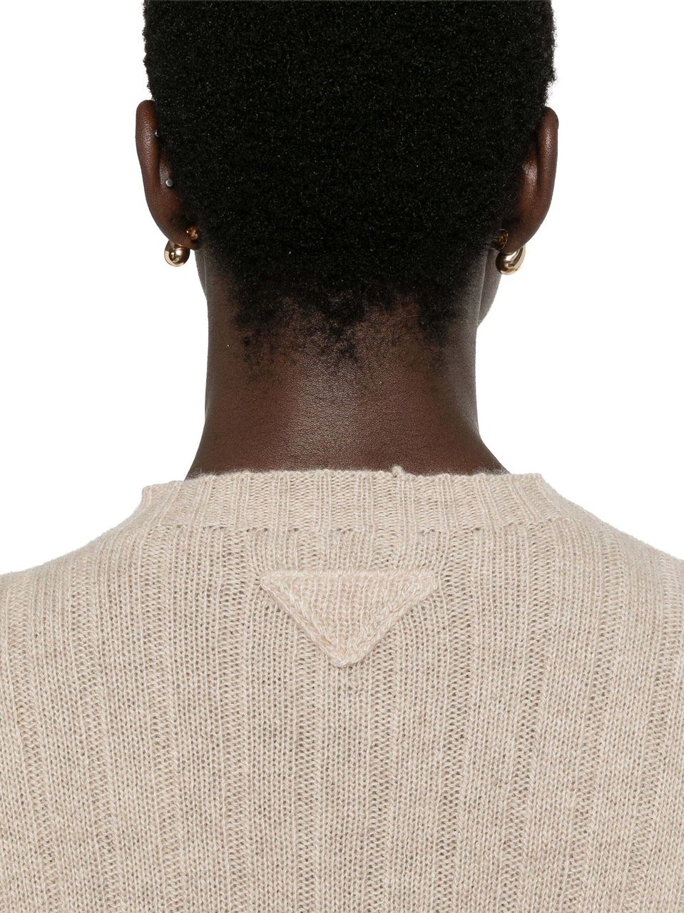 Prada Regenerated Cashmere Cropped Ribbed Sweater Grijs