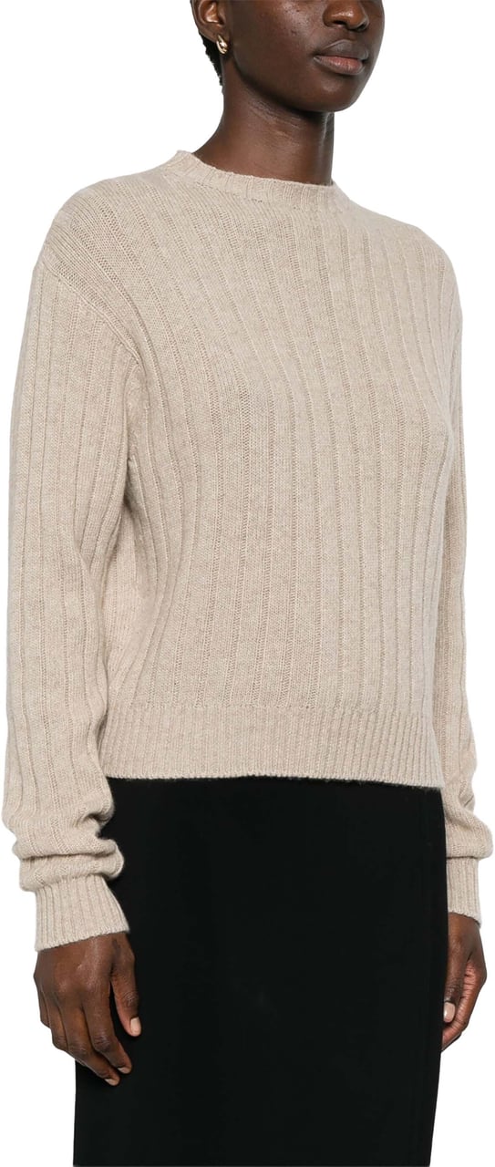 Prada Regenerated Cashmere Cropped Ribbed Sweater Grijs