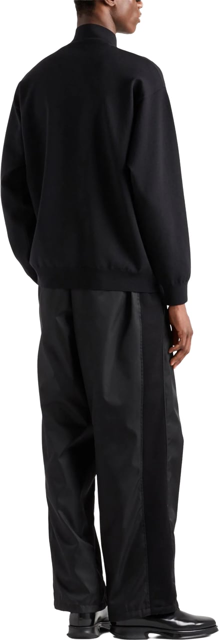 Prada Black Cardigan Overfit Virgin Wool Cardigan Zwart
