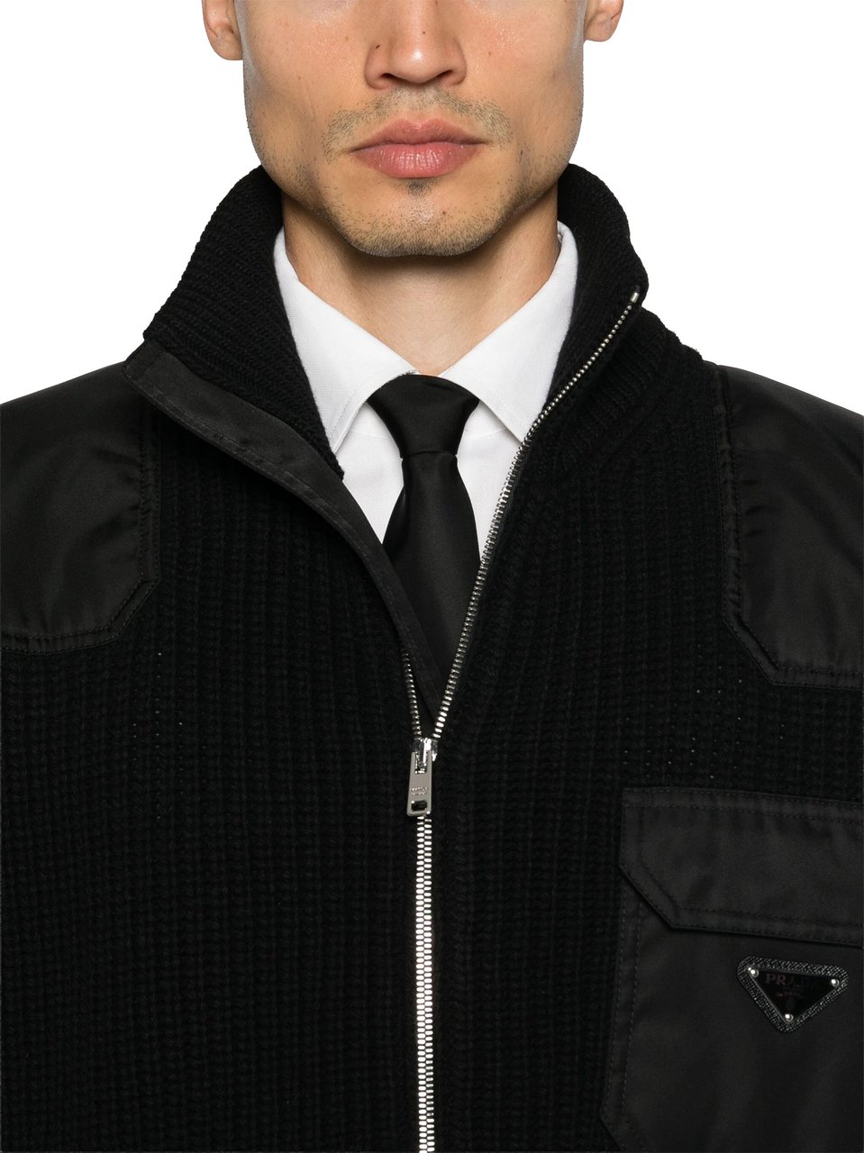 Prada Black Cardigan Wool/Cashmere Re-Nylon Cardigan Zwart