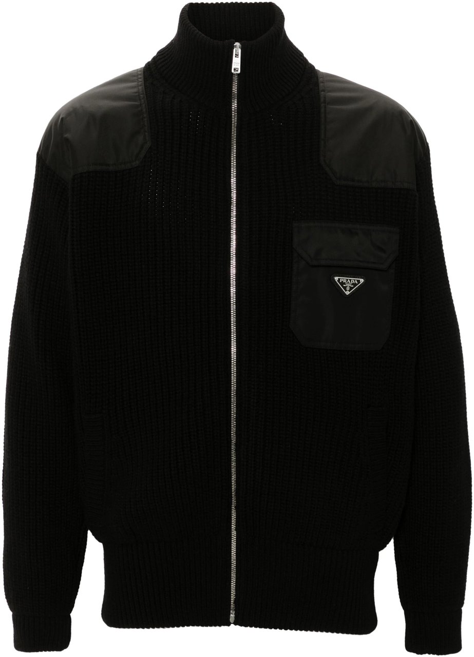 Prada Black Cardigan Wool/Cashmere Re-Nylon Cardigan Zwart