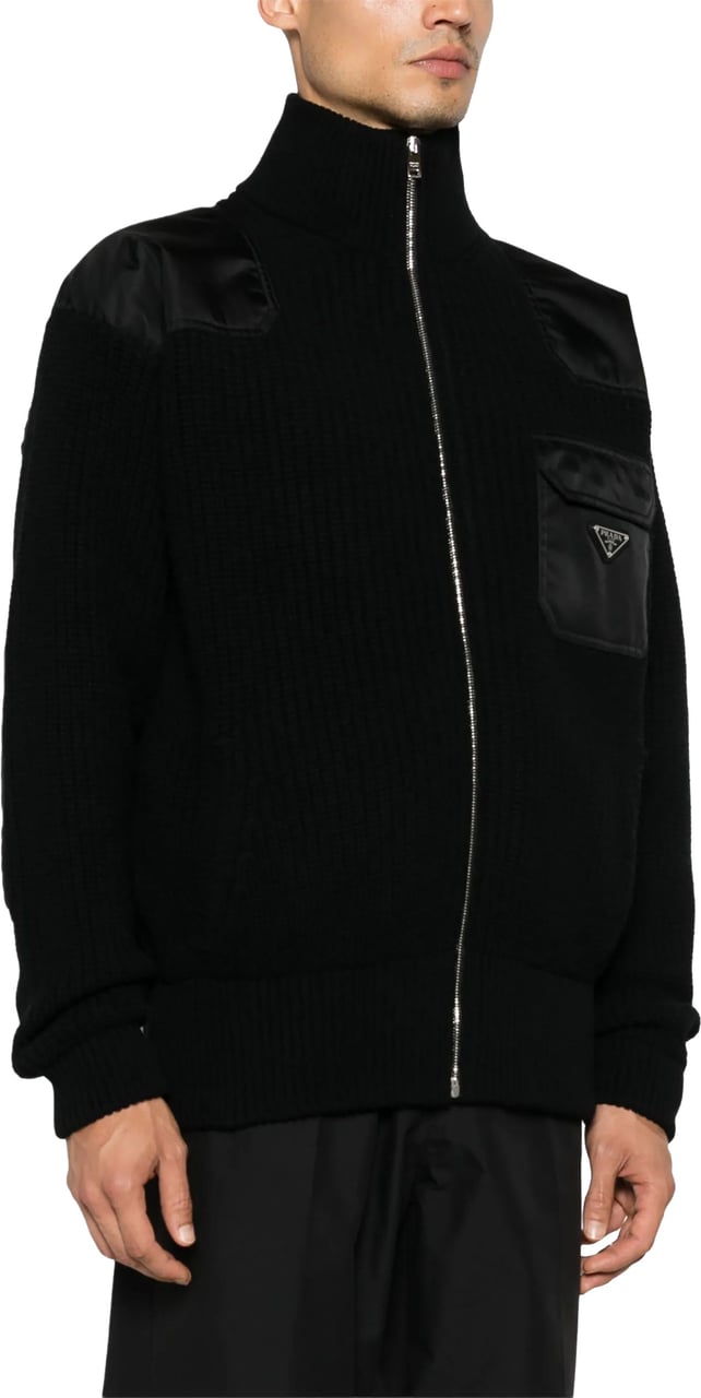 Prada Black Cardigan Wool/Cashmere Re-Nylon Cardigan Zwart