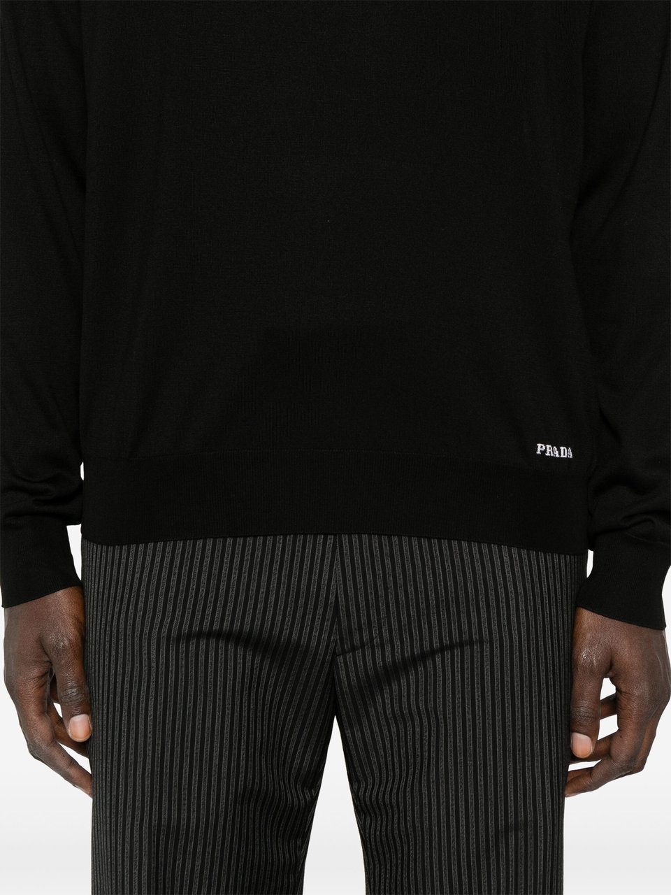 Prada Recycled Silk Crewneck Sweater Zwart