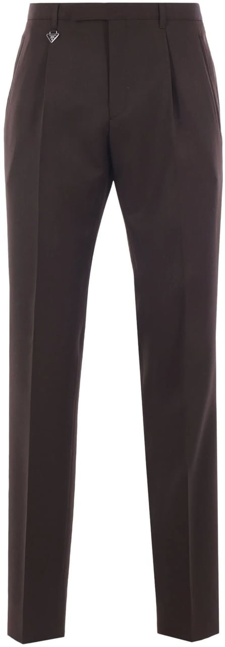 Prada Brown Pantalone Slim Fit Tailored Trousers Zwart