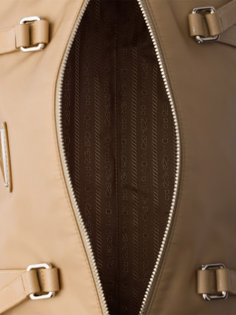 Prada Neutral Bauletto Matte Finish Handbag Bruin