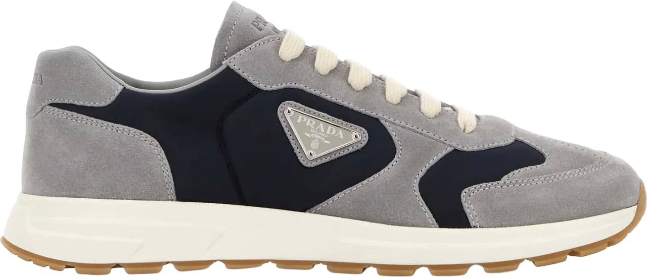 Prada Grey Prax Suede/Fabric Low-Profile Sneakers Grijs