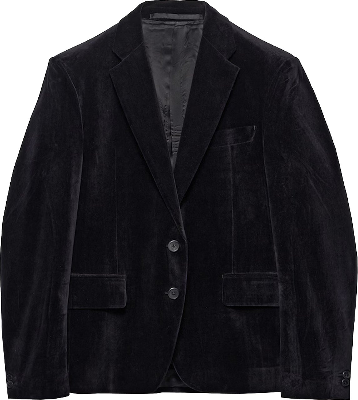 Prada Black Velvet Notched Lapel Blazer Zwart