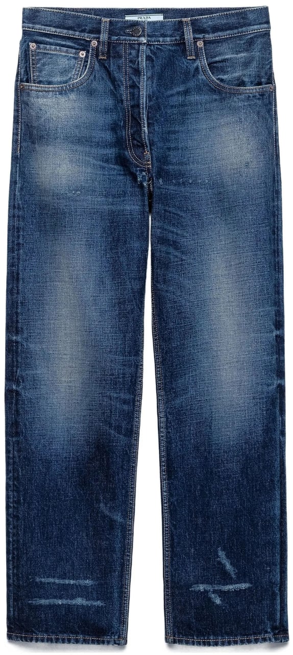 Prada Medium Blue Relaxed-Fit Five-Pocket Jeans Zwart