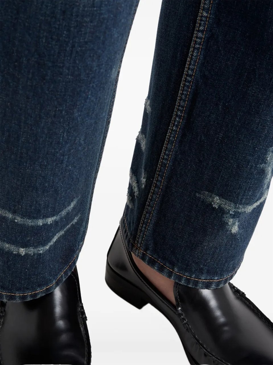 Prada Medium Blue Relaxed-Fit Five-Pocket Jeans Zwart